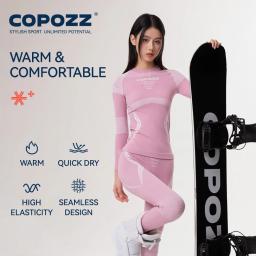 Copozz conjuntos de roupa interior térmica de esqui de inverno das mulheres dos homens sweatwicking respirável secagem rápida agasalho de esqui thermo roupa interior longo johns - Image 3