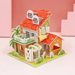 Quebra-cabeça de papel 3d montessori, casas em miniatura, modelos engraçados de construção de papelão para crianças, brinquedos educativos artesanais - Image 2