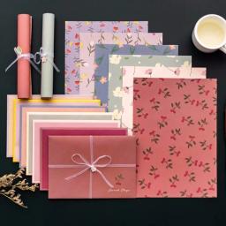 Ins Floral Ins Envelopes com Adesivos, Kawaii Carta Pads, Festa De Casamento Convites Cartões, Papelaria Coreano, DIY, 12 Pcs por Conjunto - Image 3