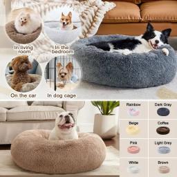 Cama fofa super macia para animais de estimação, grande cama redonda, ninho de gato de pelúcia, casa quente de inverno 40-90cm - Image 2