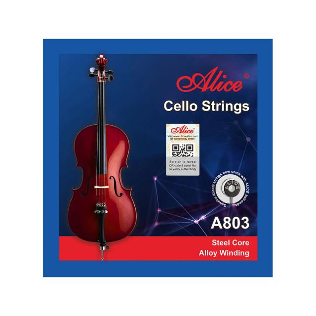 Conjunto de Cordas de Violoncelo Alice A803 - Núcleo de Aço para Prática em Todos os Tamanhos 1/10 a 4/4