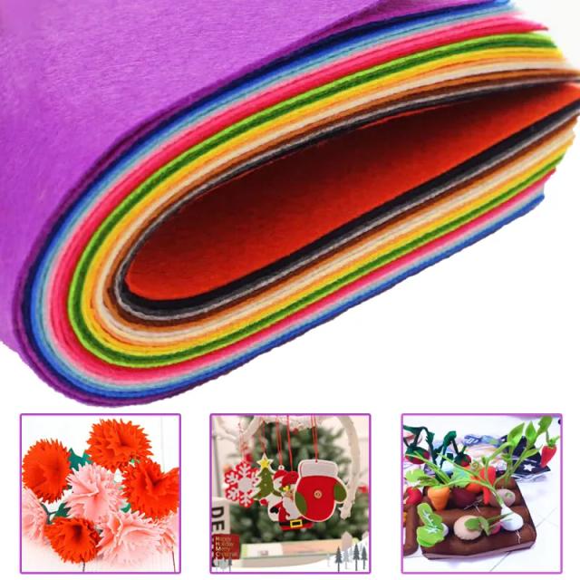 Kit de 10 a 40 Folhas de Tecido de Feltro Macio para Artesanato e Costura DIY