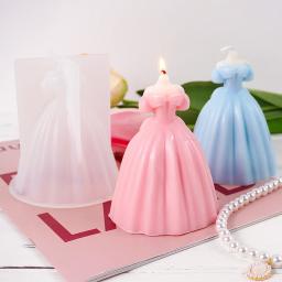 Molde de vela de silicone para vestido de casamento Presentes artesanais DIY Resina de gesso Moldes de cozimento de chocolate Suprimentos de decoração, vestido novo 3D - Image 6
