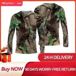 Camisas de pesca respirável masculina, camiseta de manga comprida, roupas esportivas ao ar livre, tops gretados, 6XL, novo, verão - Image 1
