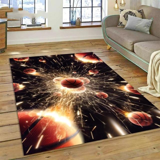 Tapete Antiderrapante de Basquete para Quarto Infantil com Estampa de Desenhos Animados, Ideal para Crianças Brincarem e Descansarem