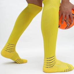 Meias antiderrapante dos homens, futebol, futebol, antiderrapante, sobre o bezerro, beisebol, rugby, almofada grossa, meias atléticas, branco, preto, azul - Image 3