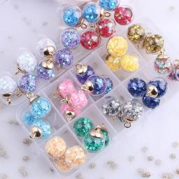 10 unidades/pacote colorido transparente glitter pequena estrela desejando garrafa bola de vidro cristal pingentes jóias diy artesanato decoração natal - Image 2
