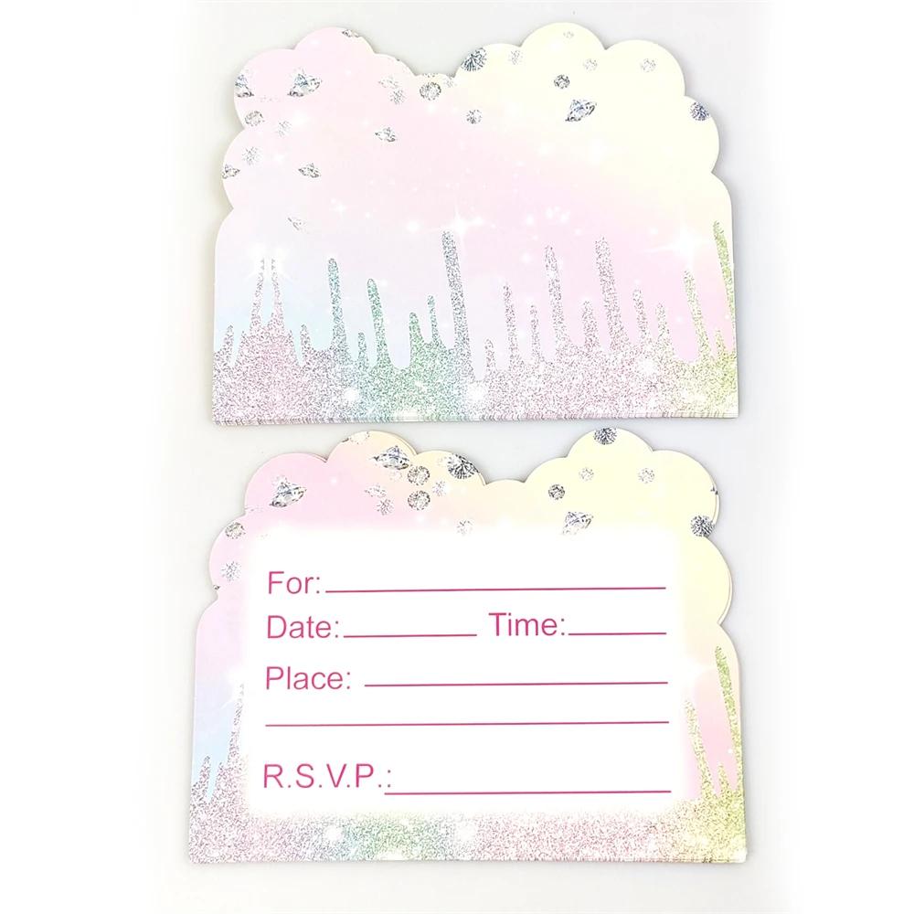 Cartões do convite com Diamante para Crianças, Baby Shower Festa Decoração, Favores do Aniversário, Eventos Suprimentos para Meninas, 10 PCs/pacote - Image 1