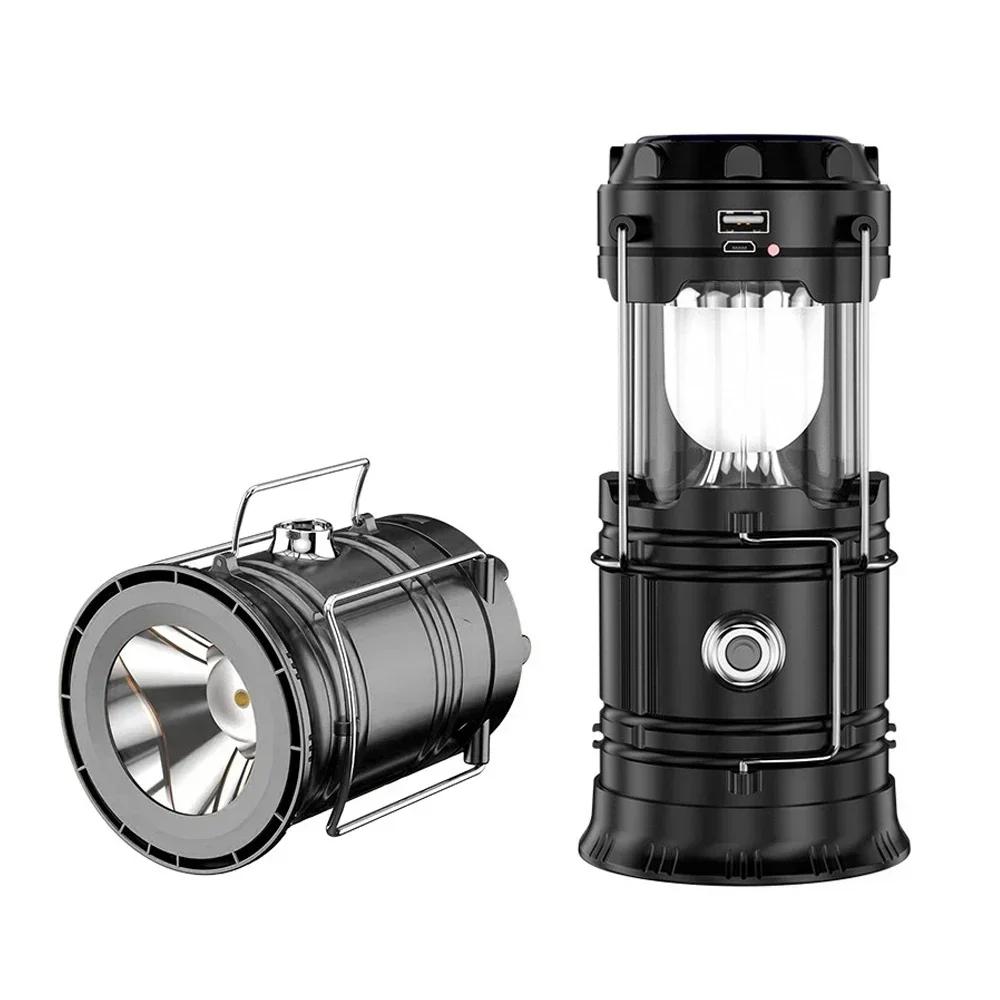Portátil led lanterna de acampamento leve à prova dwaterproof água solar usb recarregável lanterna led kits sobrevivência para interior ao ar livre - Image 1