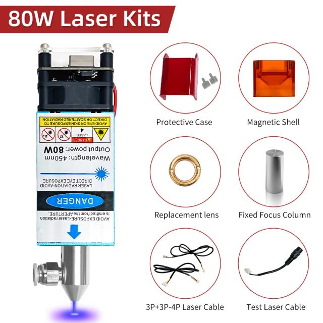 Módulo Laser Azul 80W com Assistência de Ar para Máquina CNC