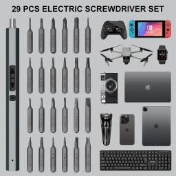 Galacok Precision Elétrica Chave De Fenda Set, Ferramenta de Reparação Sem Fio, 24 Bits Magnéticos para Telefone, Câmera, Relógio, Óculos, PC, 29 em 1 - Image 2