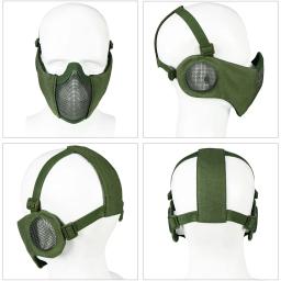 Half Face Mesh Mask com proteção auricular para homens e mulheres, óculos táticos, airsoft, jogos de CS, cosplay, paintball, tiro, mulheres, BBS - Image 4