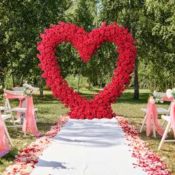 Decoração floral do quadro do arco do cenário, suporte de flores para cerimônia, arranjo de casamento, rosa vermelha e branca, decoração em forma de coração, palco do evento, A8745 - Image 3