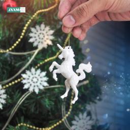 Pingente Unicórnio para Decorações De Natal, Casa, Festa De Casamento, Ornamento Da Árvore Criativa, Boneca Dos Desenhos Animados Artificiais, Xmas Navidad, 4Pcs - Image 1