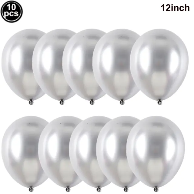 Conjunto de 10 Balões de Látex Metálico Azul Royal Cromados para Decoração de Festas, Casamentos e Chás de Bebê