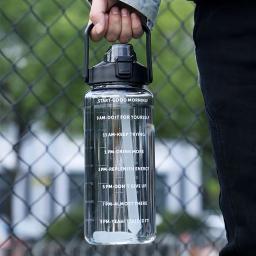 2 Litros Esportes Garrafa De Água Com Palha Homens Mulheres Fitness Garrafas De Água Fria Ao Ar Livre Bottlesc Com Time Marker Drinkware - Image 5
