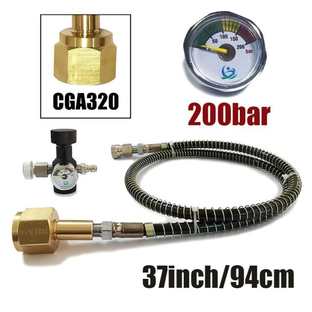 Kit Completo de Recarga de Soda: Cilindro CO2 com Adaptador, Mangueira e Conectores W21.8-14 e CGA320