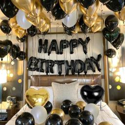 Preto e Ouro Aniversário Carta Balão Set, Balões Do Coração Do Amor, Decorações De Cena De Festa, Happy Birthday, 42pcs - Image 1