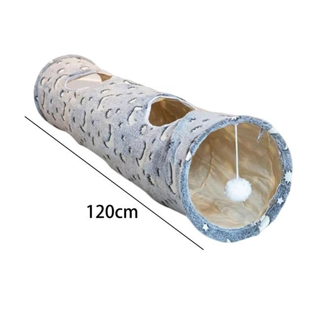 Túnel de Gato Dobrável com Bola - Cama Luminosa e Brinquedo para Treinamento e Exercício de Animais de Estimação