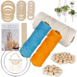 Macrame Craft Kit para Iniciantes, Plant Hanger Artes, Artesanato Decoração, Handmade Corda de Algodão Colorido, Twisted String, DIY Set, 100m - Image 1