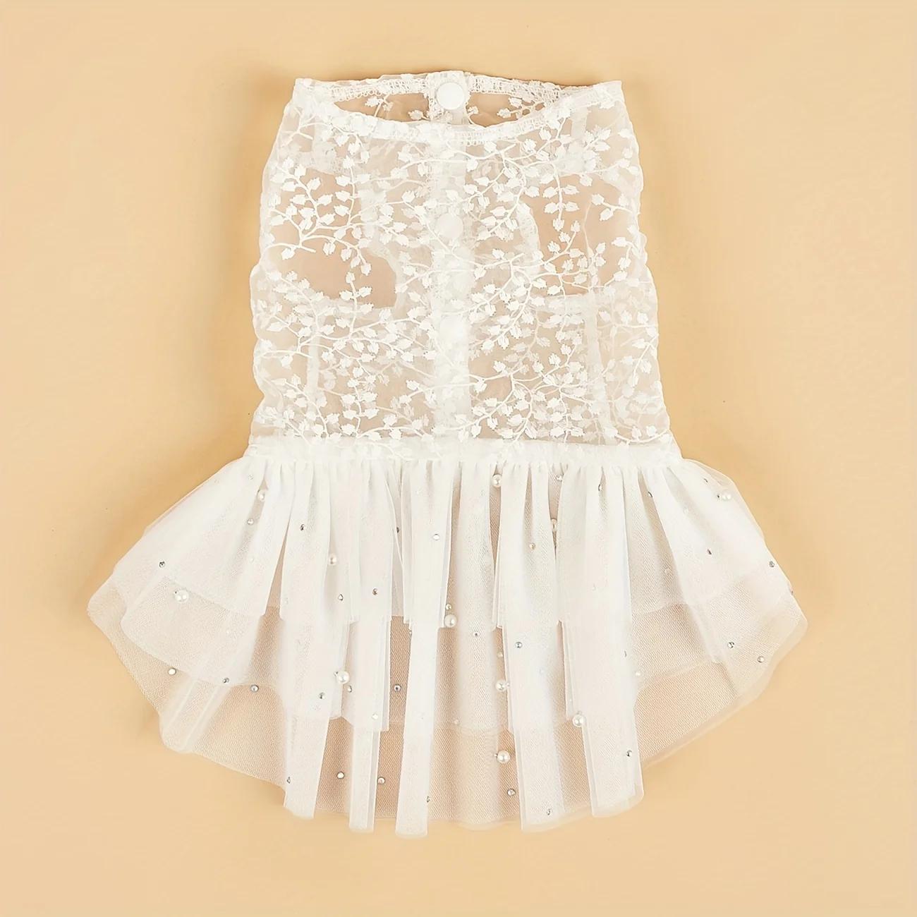 Adequado para gatos e cães, Terno de casamento, Vestido de malha, Verão - Image 1