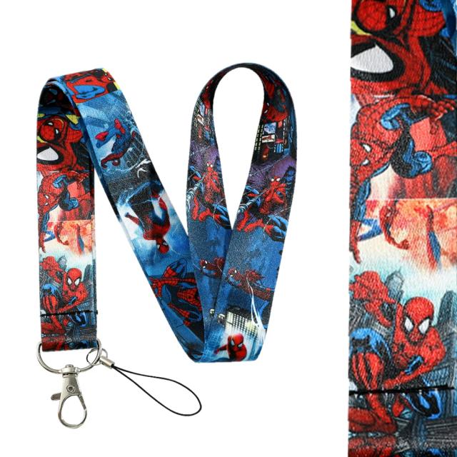 Chaveiro Homem-Aranha Disney-Marvel com Cinta de Pescoço para Telefone e Colar de Cartoon Anti-Perda