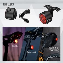 Giyo-Inteligente Noite Ciclismo Luz Traseira de Segurança, Auto Brake Sensing bicicleta taillight, IP66 Impermeável, MTB Road Bike Flash Lamp, 6 Modos - Image 3