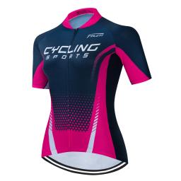 Camisola de ciclismo para mulheres, camisa de bicicleta, roupa de manga curta, uniforme exterior de verão, secagem rápida respirável - Image 1
