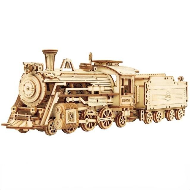 Kit de Montagem de Trem 3D em Madeira - Quebra-Cabeça Divertido para Crianças, Perfeito como Presente de Aniversário