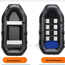 Barco inflável de pvc preto, 1.75 ~ 3.6m, com fundo de ripas de madeira, conjunto de barco de perfuração, jangada de pesca, bote de borracha, caiaque de pesca inflável - Image 3