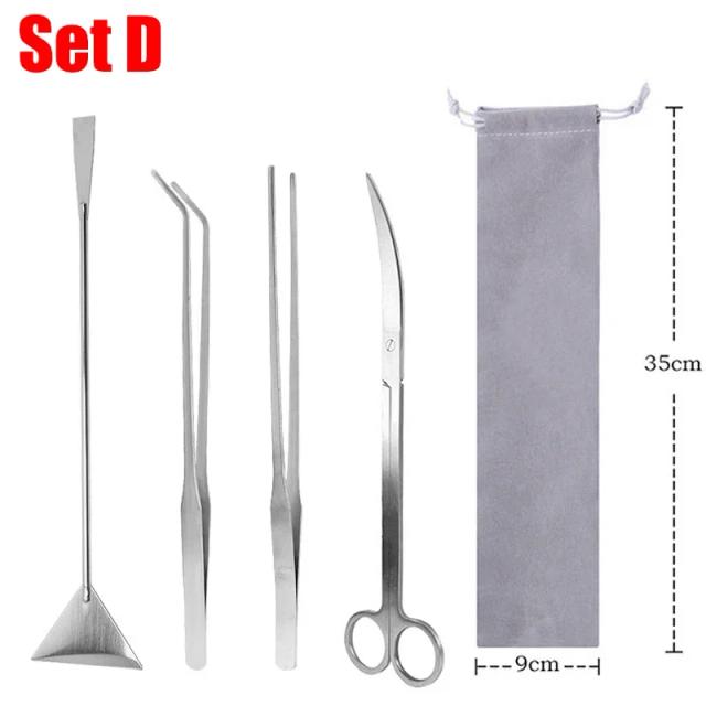 Kit Completo de Limpeza para Aquário com Ferramentas de Aço Inoxidável e Tesoura para Plantas