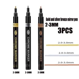 Metal de alto brilho cromado caneta marcador conjunto artesanal diy líquido oleoso toque-up tinta cor à prova dwaterproof água assinatura tinta caneta - Image 3
