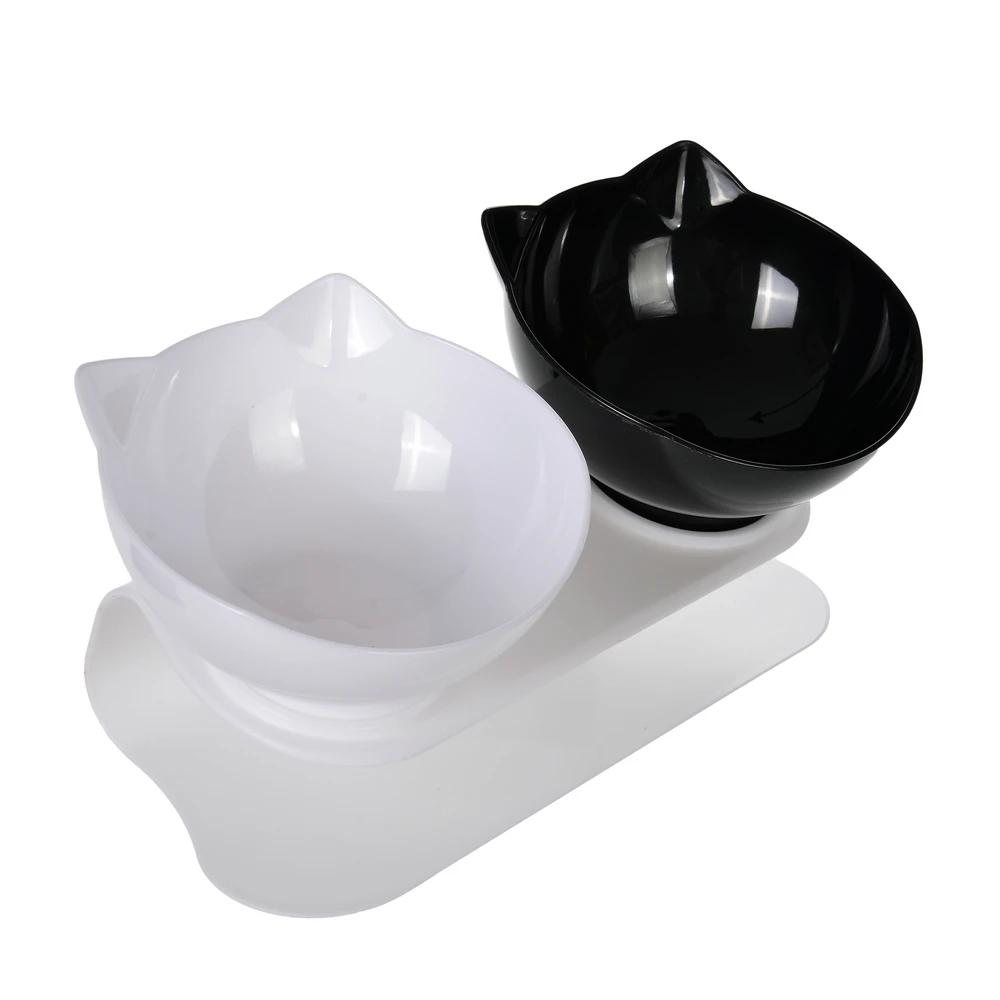 Tigela de gato dupla com suporte, alimentador de comida de água antiderrapante elevado, filhote de cachorro e gatinho Pet Supplies, alimentador elevado para cães com suporte - Image 1