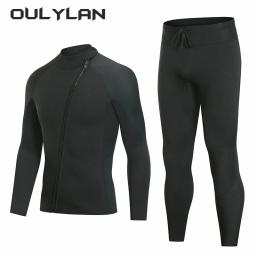 Terno de mergulho de neoprene para homens e mulheres, jaqueta profissional, calças de mergulho, zíper frontal, 3mm, 2024 - Image 1