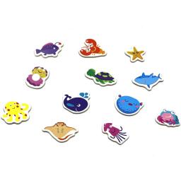 12PCS Colorido Ímã De Geladeira Adesivos Criativos Dos Desenhos Animados 3D Adesivos Brinquedos Mix Estereoscópico Oceano Animal Quadro-negro De Madeira Adesivos - Image 6