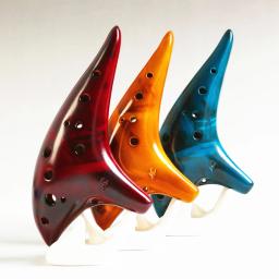 Profissional Alto C Cerâmica Ocarina Instrumento Musical com Bolsa Protetora, Acessórios De Música, 12 Tons - Image 1