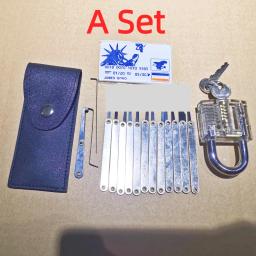 Kit de treinamento de picareta de serralheiro com fechaduras transparentes, removedor de chave quebrada e ferramenta de chave de tensão - Image 1