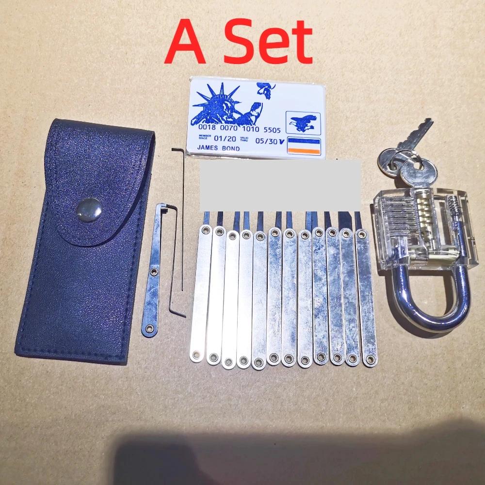 Kit de treinamento de picareta de serralheiro com fechaduras transparentes, removedor de chave quebrada e ferramenta de chave de tensão - Image 1