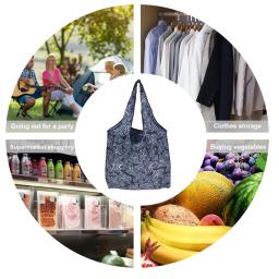Grande bolsa de compras dobrável, Eco Bag reutilizável, Sacos de armazenamento portátil de frutas e legumes, Bolsa de impressão de gato - Image 4