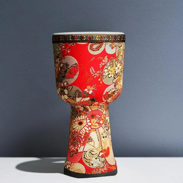 Tambor Djembe Portátil Africano de 8" com Padrão Artístico Colorido e Pele de Carneiro em ABS