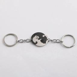 Portátil de aço inoxidável Keychain, Heart-Shaped Splicing Cat, Yin e Yang Cat Pingente, Colar Jóias, Item Pequeno - Image 4