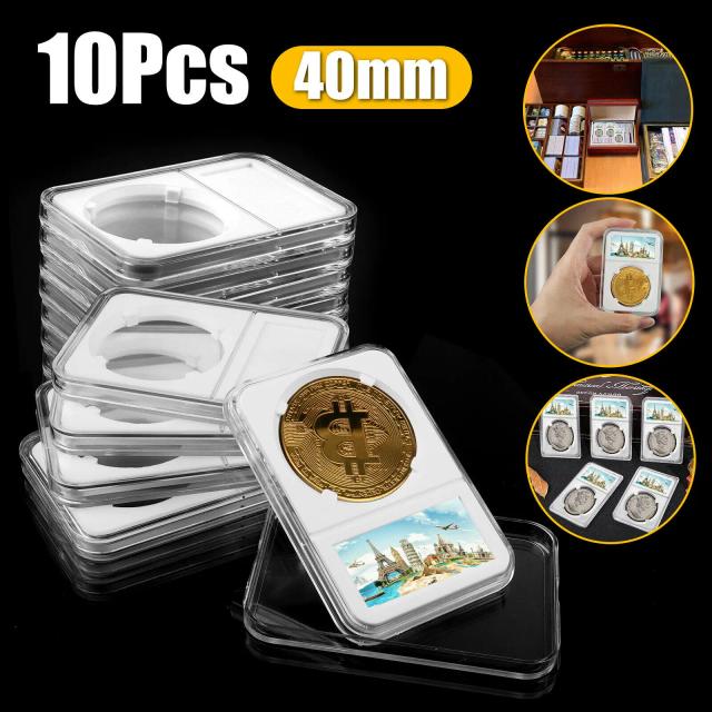 Suporte Expositivo para Moedas Silver Eagle, Armazenamento Seguros, 40mm, 1 oz, Pacote com 10 Peças