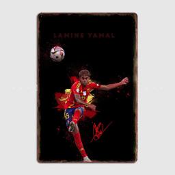 Lamine Yamal Futebol Esporte Jogador Pôsteres, Sinal De Metal, Decoração Da Parede De Estanho Personalizado, Club Garage Drawing Room Decor, Decoração De Casa Do Vintage - Image 1
