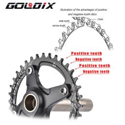 Goldix 104bcd dentes largos e estreitos pedaleira de bicicleta 170/175mm manivela redonda/oval anel de corrente 32t/34t/36t/38t pedaleira de bicicleta - Image 5