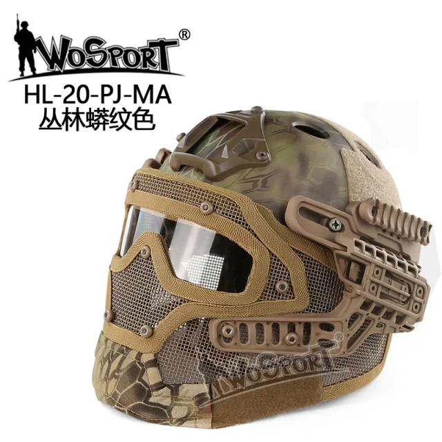 Capacete Tático de Airsoft com Camuflagem Completa e Máscara Ajustável para Paintball e Wargame