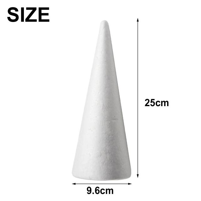 Cones de Espuma de Poliestireno Brancos para Artesanato, Pintura DIY e Decoração de Casamentos e Festas