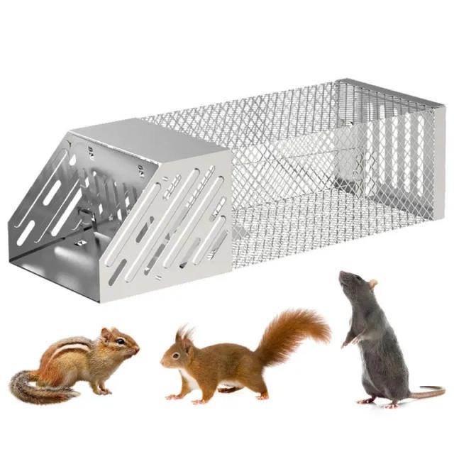 Armadilha de Aço Inoxidável para Captura de Ratos e Esquilos - Apanhador Vivo para Animais Selvagens