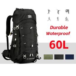 Grande Capacidade Outdoor Camping Mochila, Escalada Bag, impermeável, Montanhismo, Caminhadas, Trekking, Sacos de Desporto, 60l - Image 1