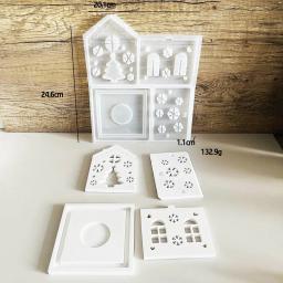 Floco de neve casa vela suporte de copo moldes de concreto árvore de natal artesanato arte gesso molde de gesso oco para fora estrelas casa fazendo molde - Image 5