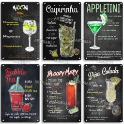 Artisiano vintage cocktail metal estanho sinal placa decorativa retro cartaz de metal casa homem caverna café decoração da parede sinais velhos sinais de metal - Image 5